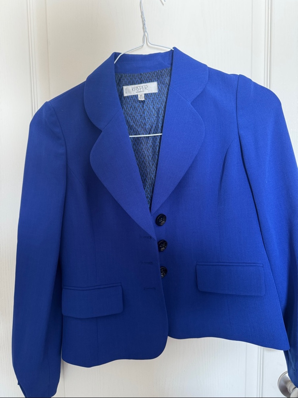Kasper Cobalt Blue Scalloped Collar Blazer